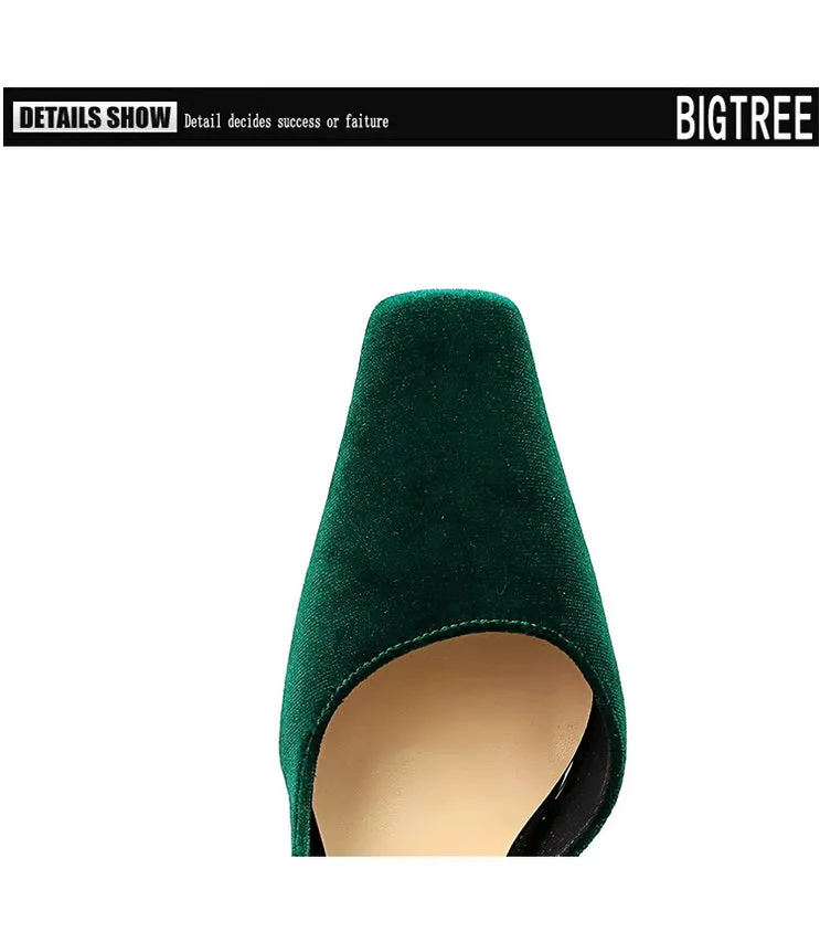 Xishi Suede High Heels Women's Stiletto Heel Flats Fashion Style Square Toe Side Cut Out Banquet Evening Dress Shoes Oversized Shoes