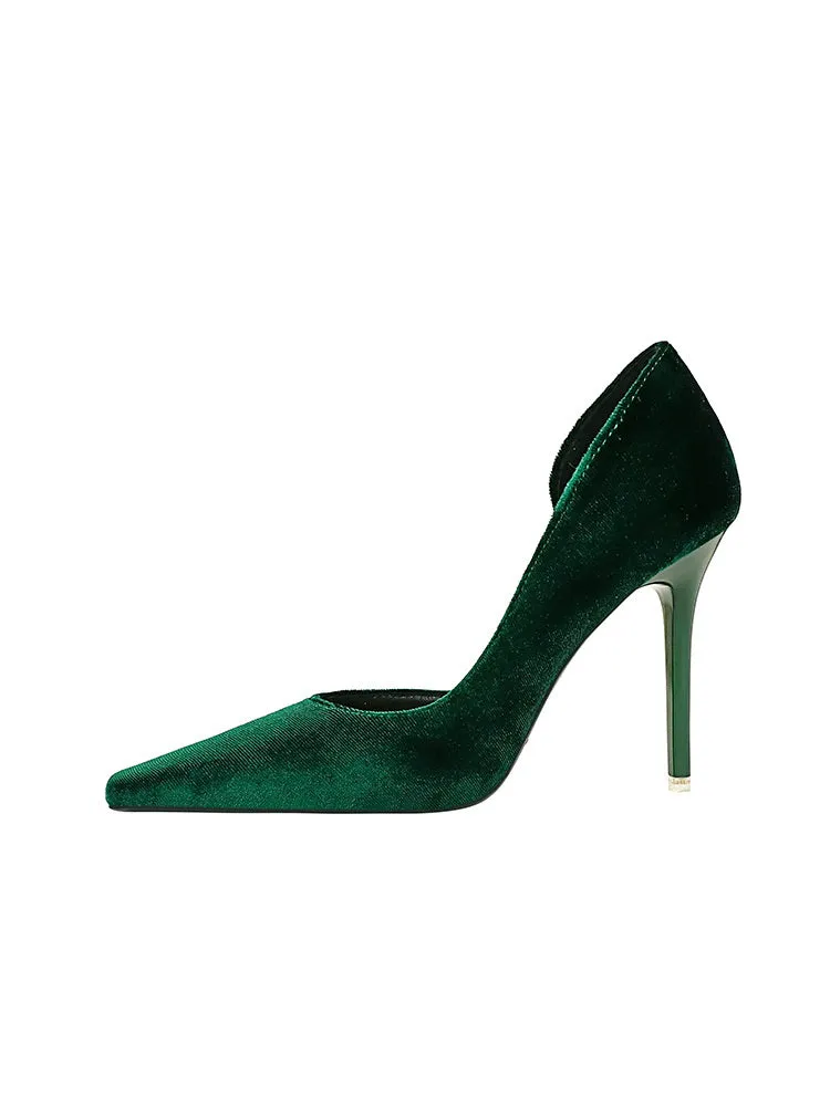 Xishi Suede High Heels Women's Stiletto Heel Flats Fashion Style Square Toe Side Cut Out Banquet Evening Dress Shoes Oversized Shoes