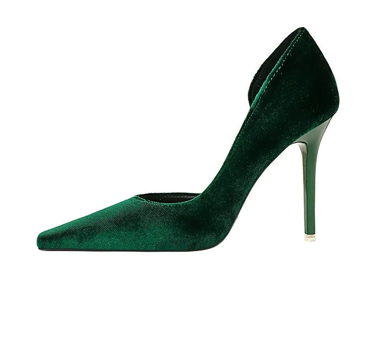 Xishi Suede High Heels Women's Stiletto Heel Flats Fashion Style Square Toe Side Cut Out Banquet Evening Dress Shoes Oversized Shoes