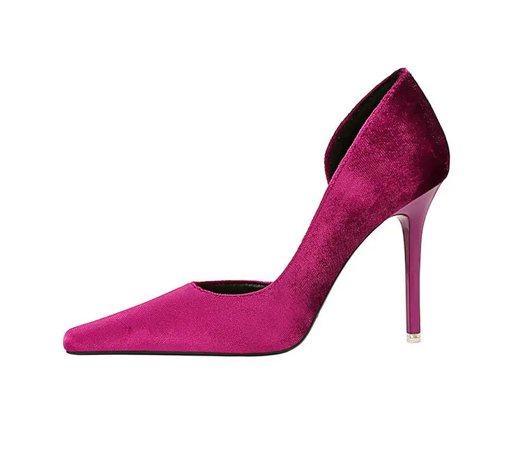 Xishi Suede High Heels Women's Stiletto Heel Flats Fashion Style Square Toe Side Cut Out Banquet Evening Dress Shoes Oversized Shoes