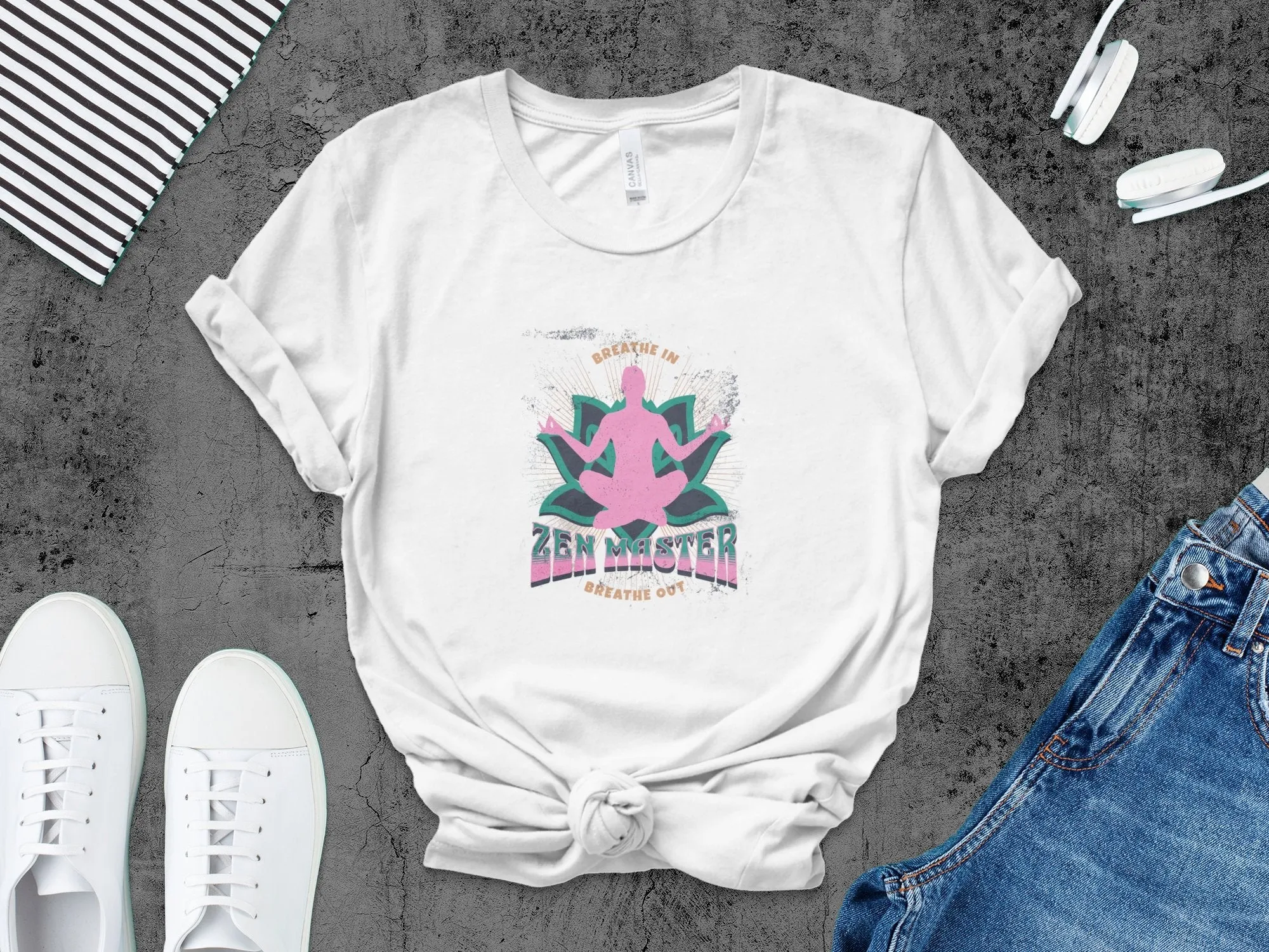 Zen Master Meditation Yoga T-Shirt, Breathe In Breathe Out Spiritual Tee, Unisex Mindfulness Shirt, Casual Comfortable Apparel