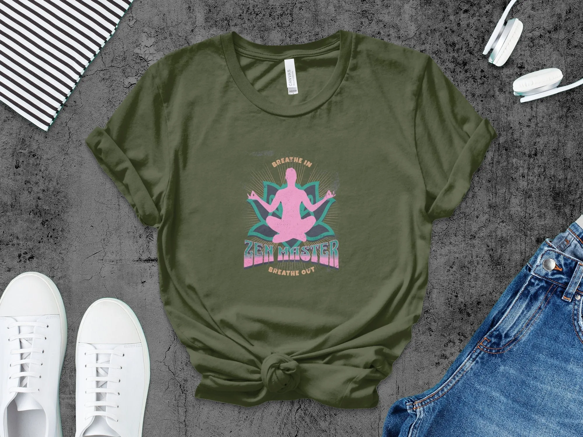 Zen Master Meditation Yoga T-Shirt, Breathe In Breathe Out Spiritual Tee, Unisex Mindfulness Shirt, Casual Comfortable Apparel
