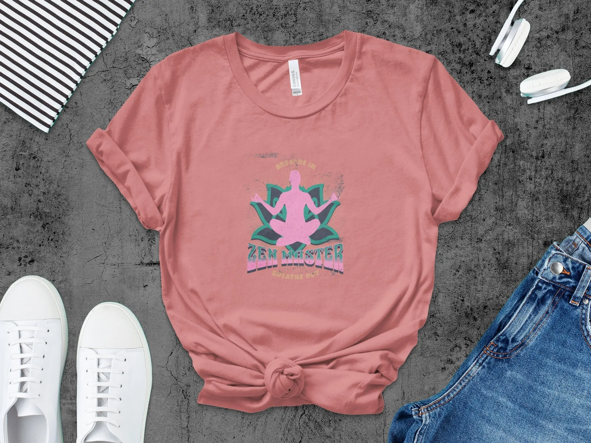 Zen Master Meditation Yoga T-Shirt, Breathe In Breathe Out Spiritual Tee, Unisex Mindfulness Shirt, Casual Comfortable Apparel